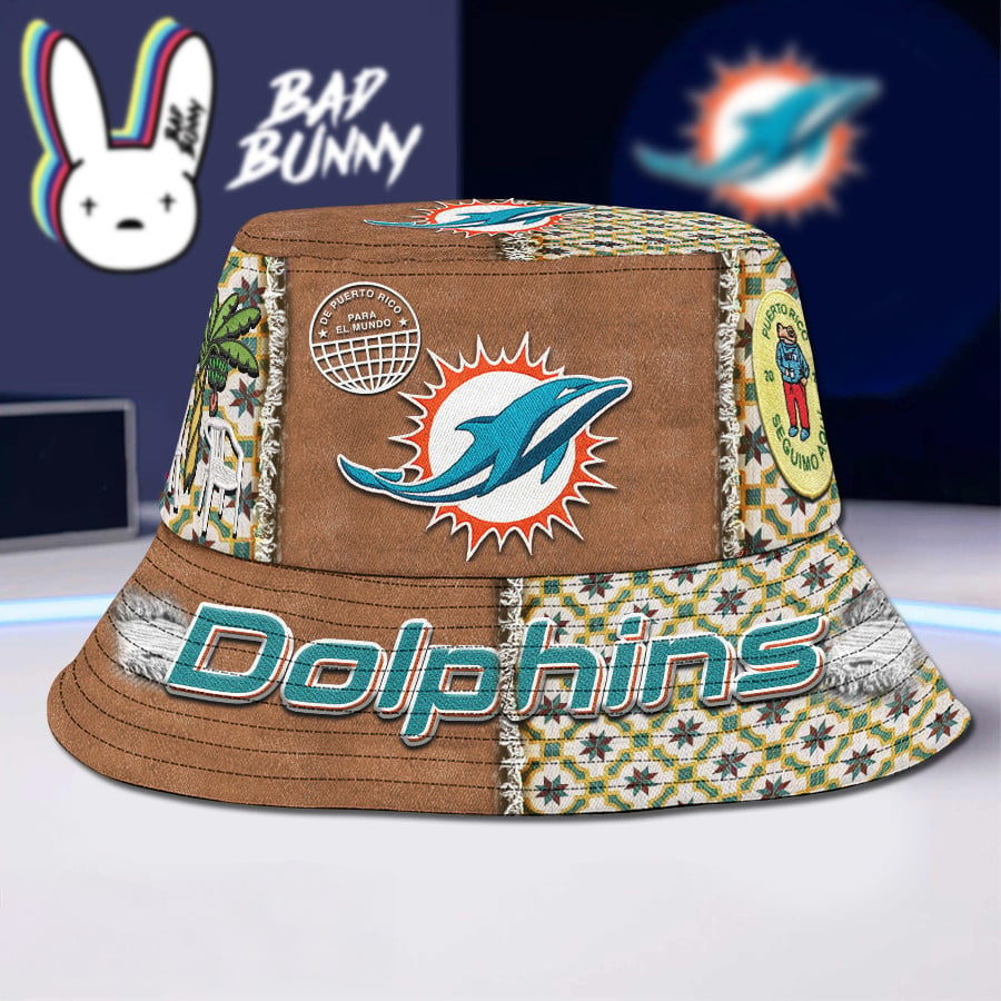 Miami Dolphins Premium NFL Bad Bunny Bucket Hat