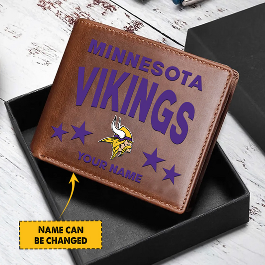 MIN Football Leather Man Black Brown Wallet Personalized Any Name DATND TANTD