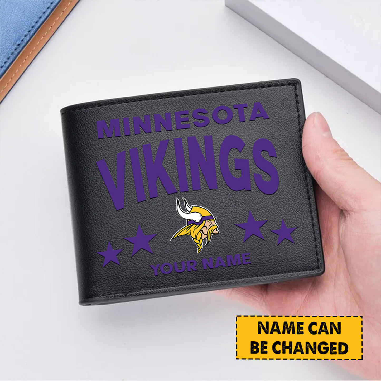 MIN Football Leather Man Black Brown Wallet Personalized Any Name DATND TANTD