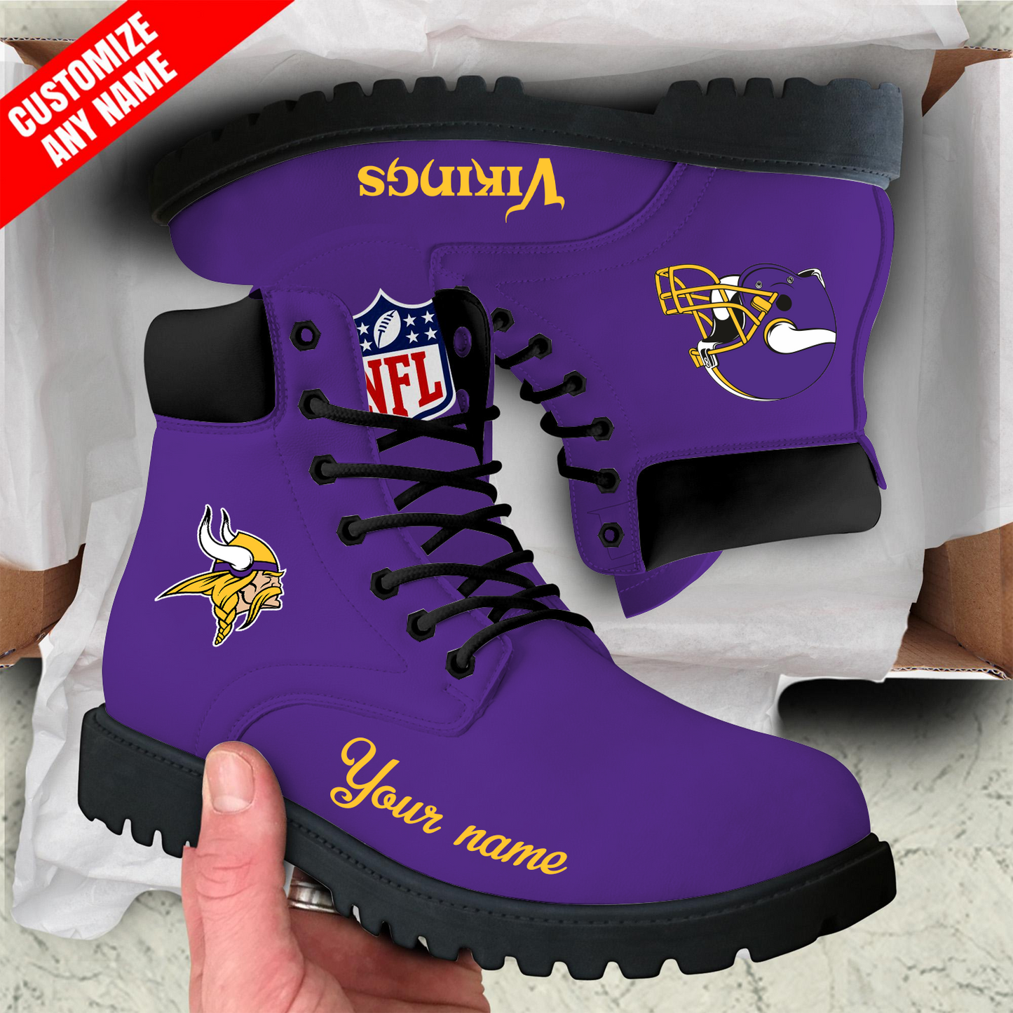 MIN x NFL Custom Leather Boots DATND TANTD