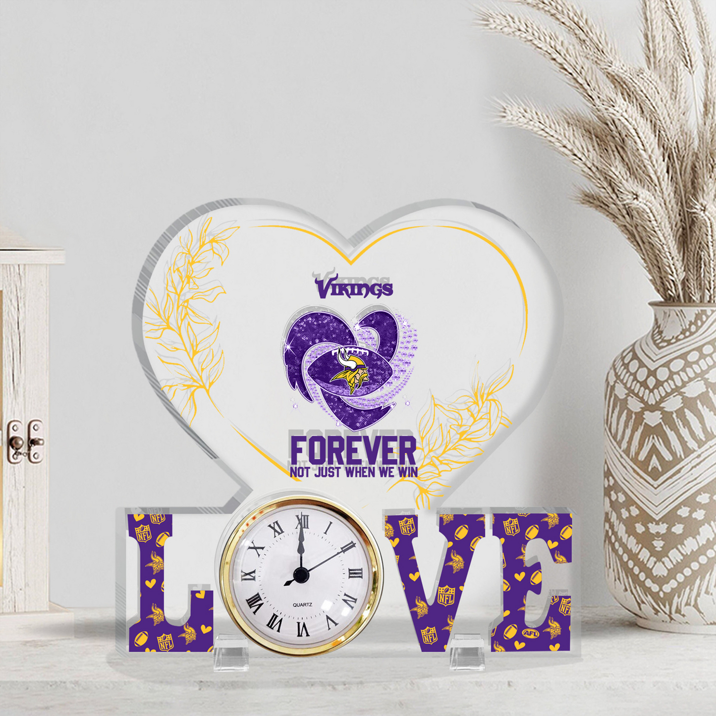 MIN x NFL Forever Not Just When We Win Acrylic Clock DATND TANTD