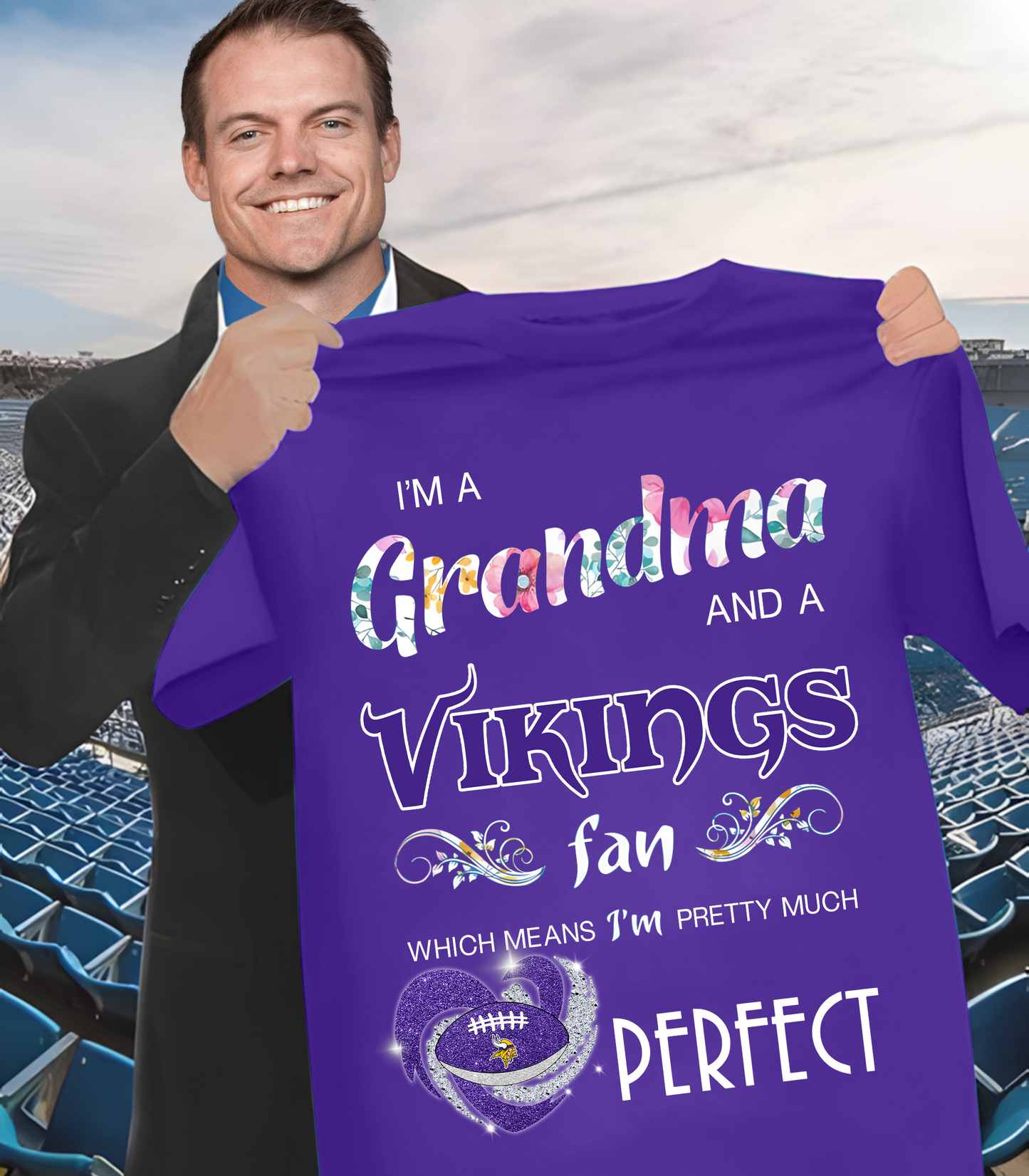 MIN x NFL I'm A Grandma And A Fan Which Mean I'm Pretty Much Perfect 2D Shirt DatND ThuongNH