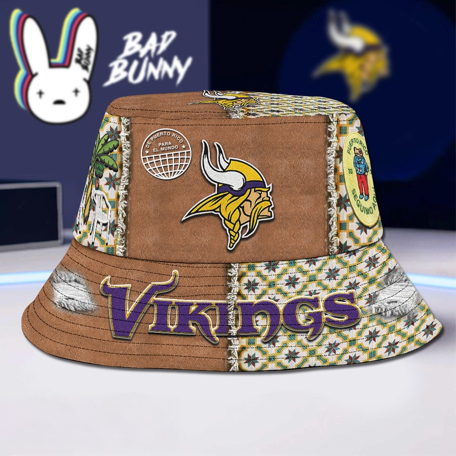 Minnesota Vikings Premium NFL Bad Bunny Bucket Hat NAK