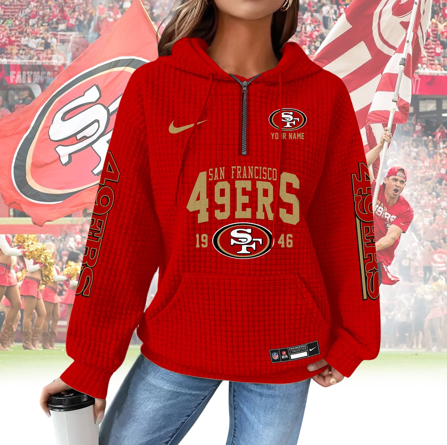 SF49 Premium NFL Waffle Hoodie DDT CTND