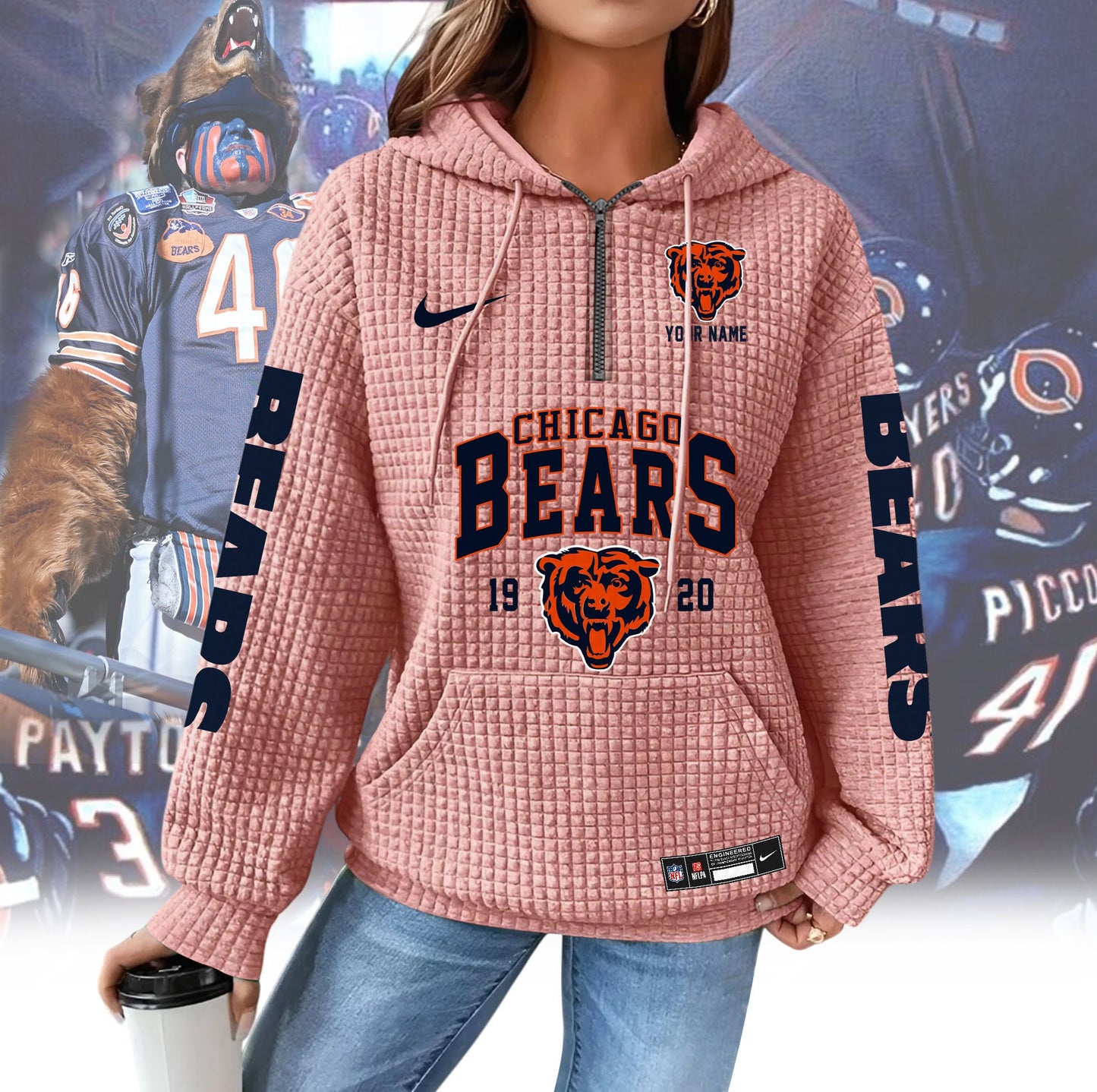 CHI Premium NFL Waffle Hoodie DDT CTND