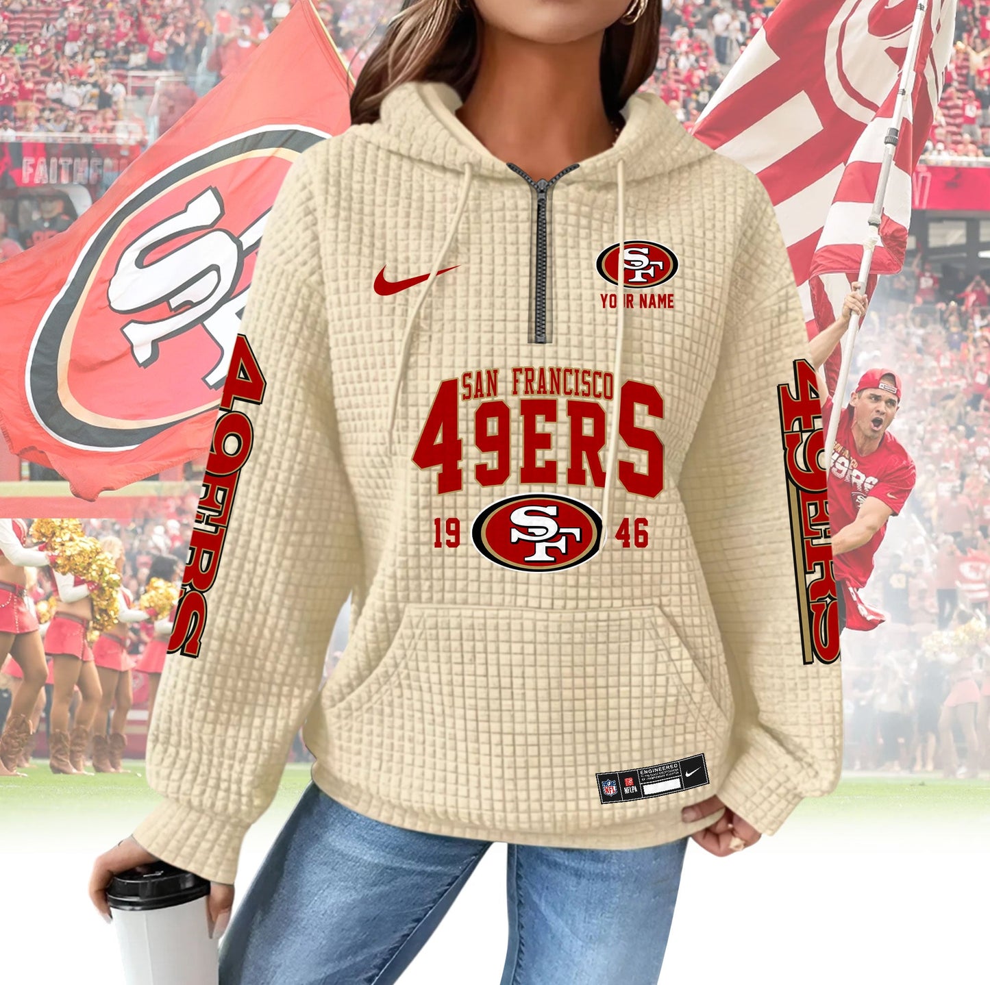 SF49 Premium NFL Waffle Hoodie DDT CTND