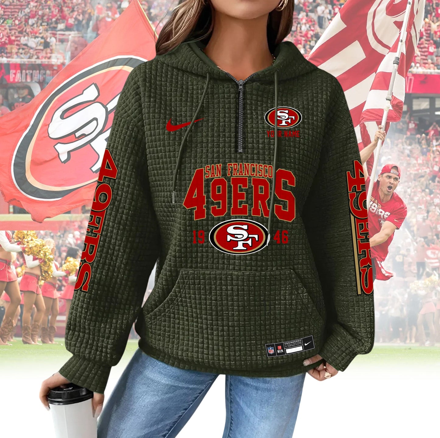 SF49 Premium NFL Waffle Hoodie DDT CTND