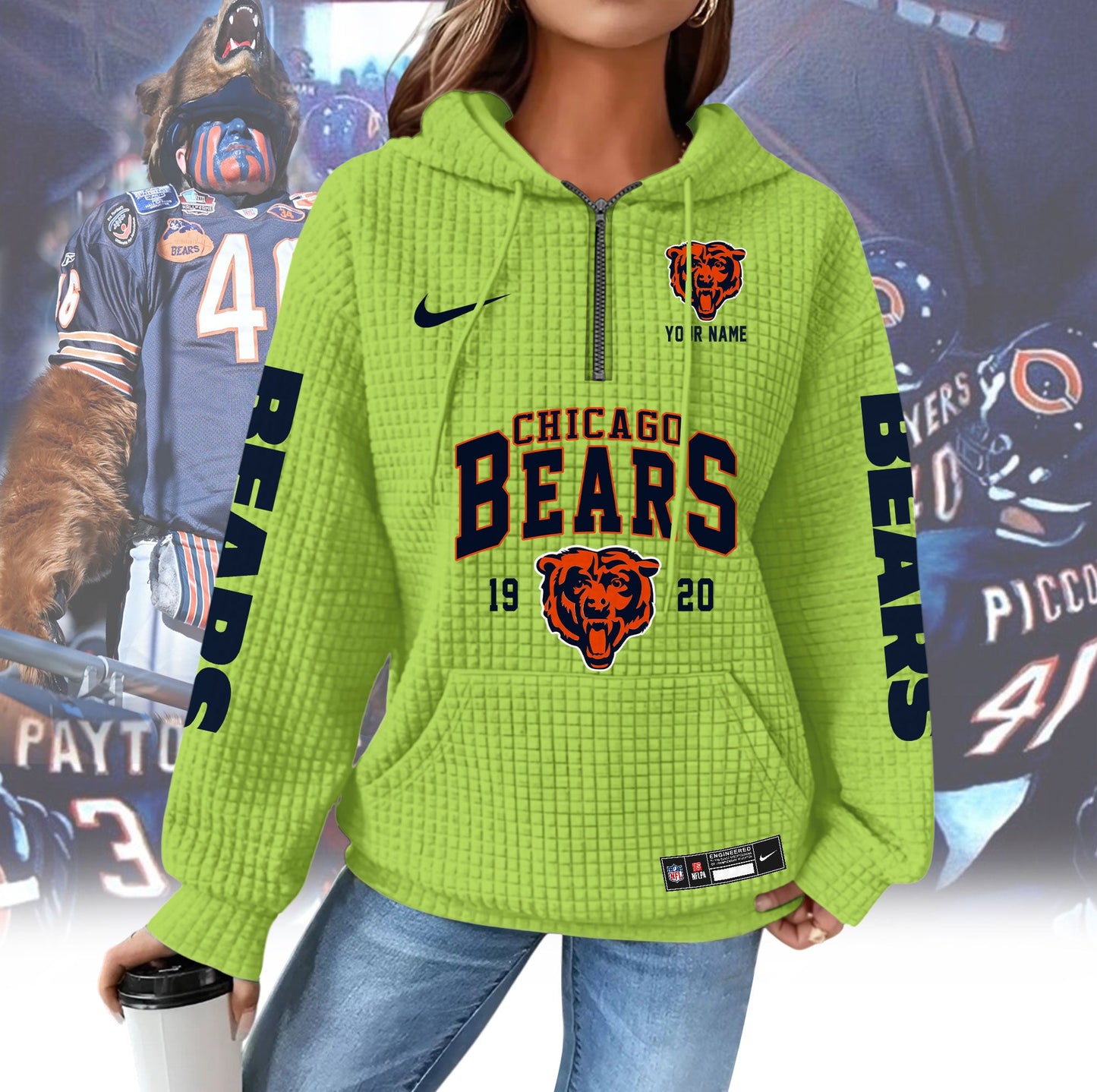 CHI Premium NFL Waffle Hoodie DDT CTND