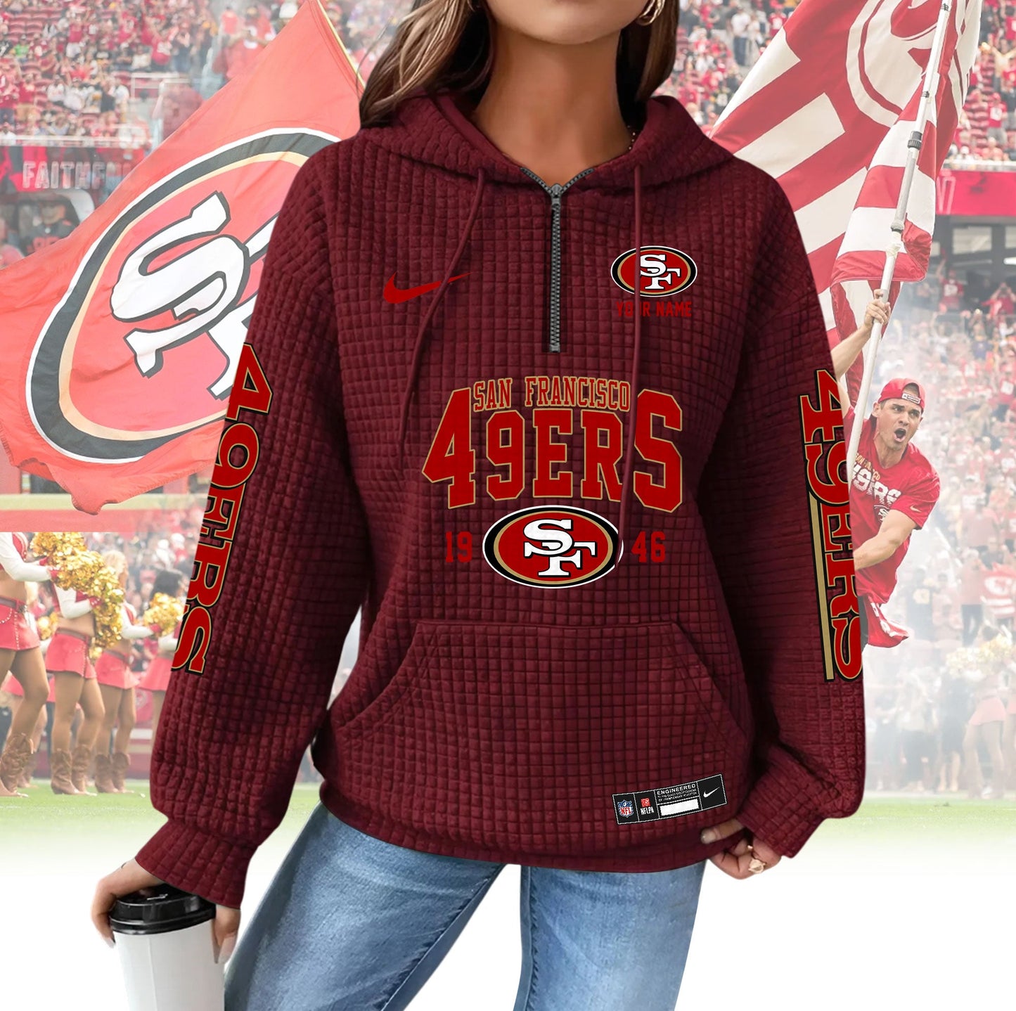 SF49 Premium NFL Waffle Hoodie DDT CTND