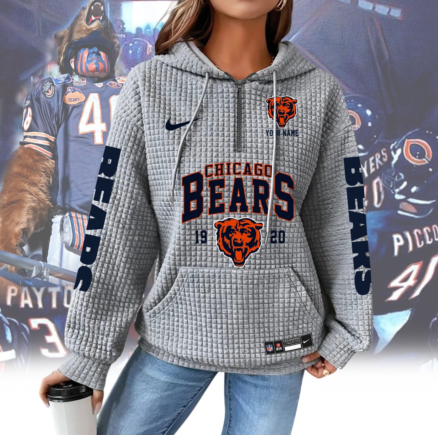 CHI Premium NFL Waffle Hoodie DDT CTND