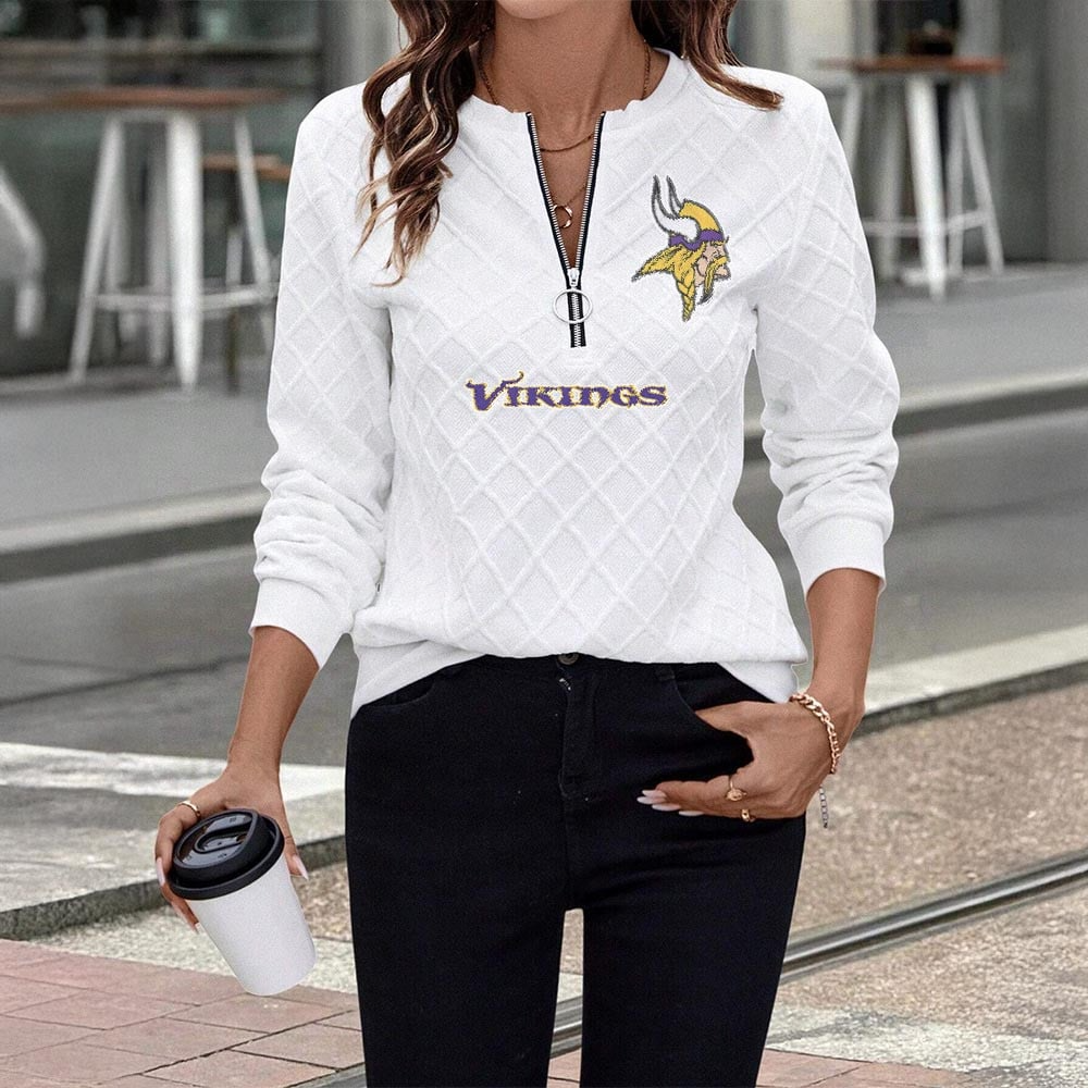 MV x NFL Women's Knit Textured Fabric Zip Up Sweatshirt DDT CTND
