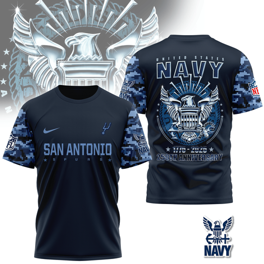 NBA SAS Premium Navy 250 Years 3D Shirt DDT CTND