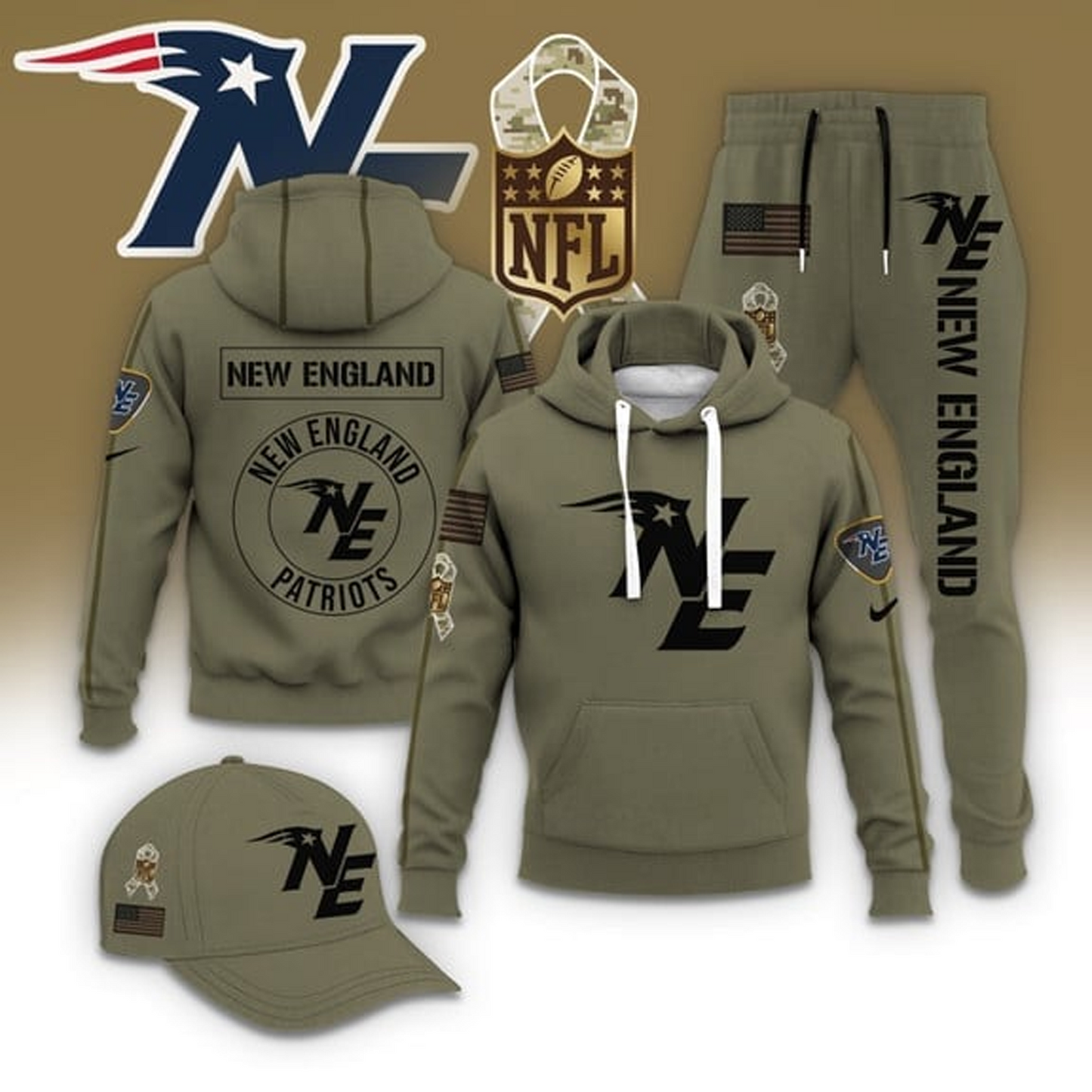 NE X NFL Casual Outfit Set - Hoodie, Jogger, and Cap V1 NAK THUONGNH