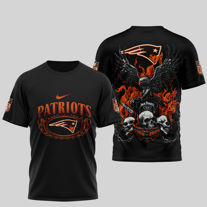 NEP Premium NFL Flaming Eagle Skull T-Shirt DDT CTND