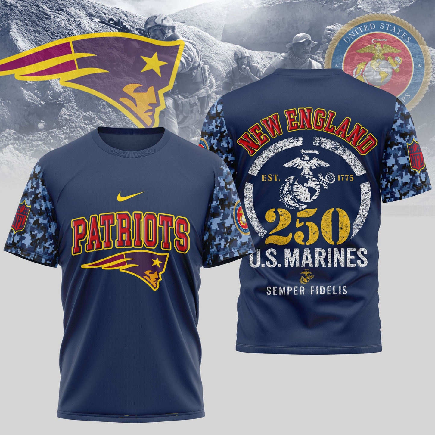 NEP Premium U.S.M.C 250 Years Semper Fi 3D Shirt DDT TTV