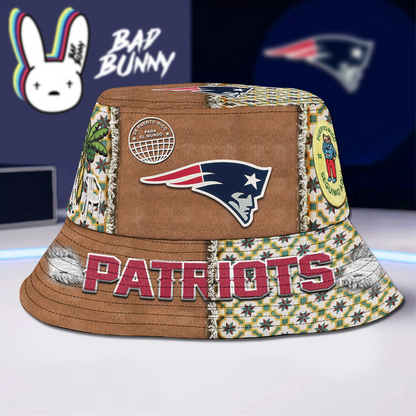 New England Patriots Premium NFL Bad Bunny Bucket Hat
