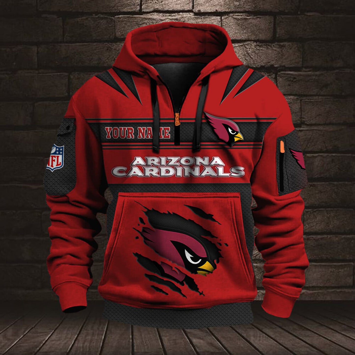 NFL ARI Half Zip Pocket Sweatshirt V1 NAK NHM