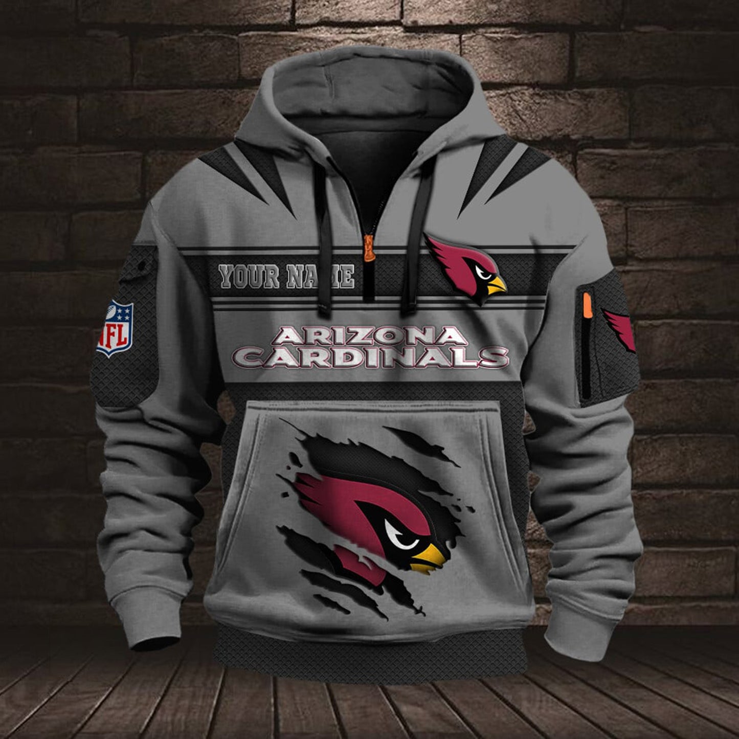 NFL ARI Half Zip Pocket Sweatshirt V1 NAK NHM