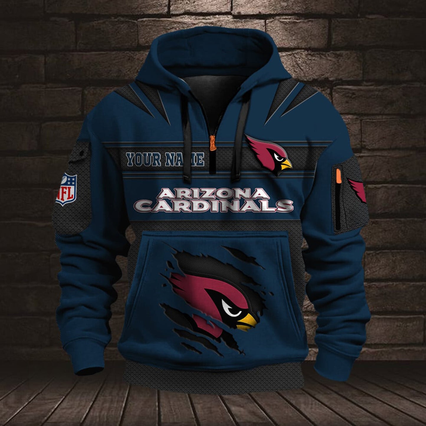 NFL ARI Half Zip Pocket Sweatshirt V1 NAK NHM