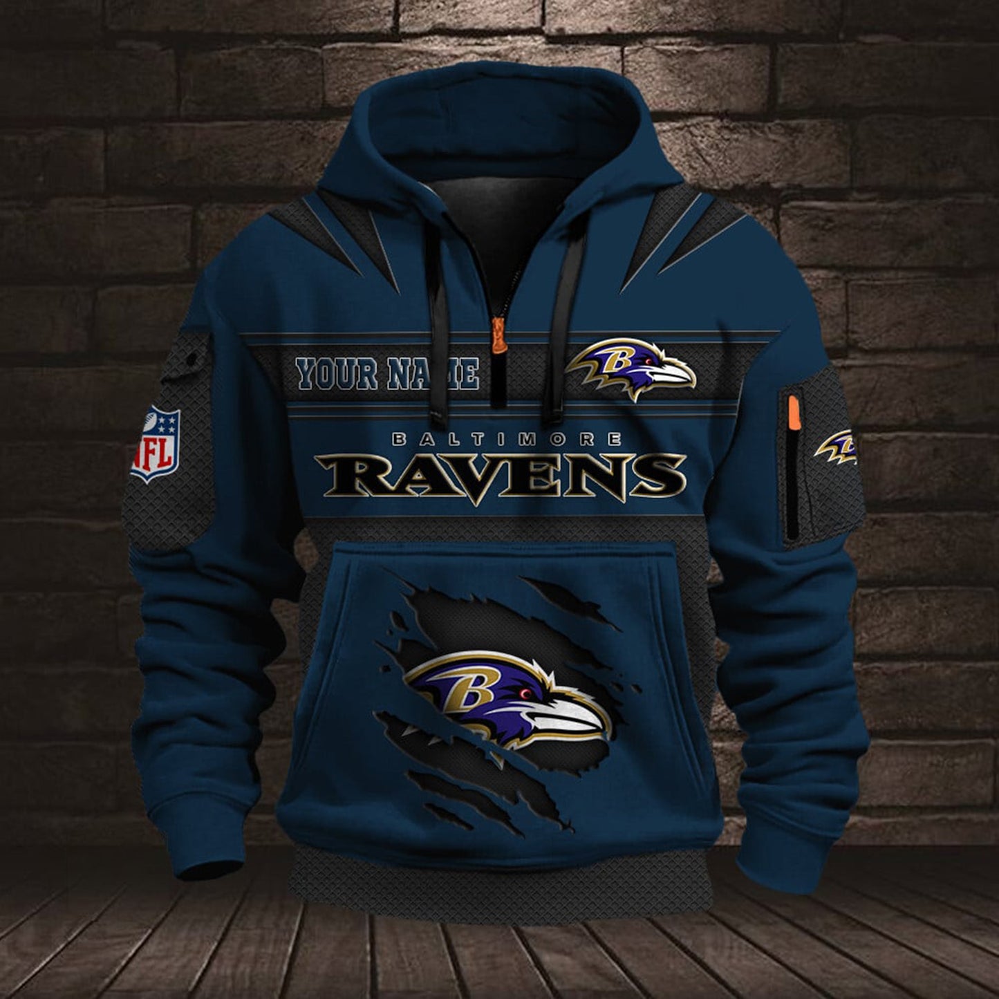 NFL BAL Half Zip Pocket Sweatshirt V1 NAK NHM