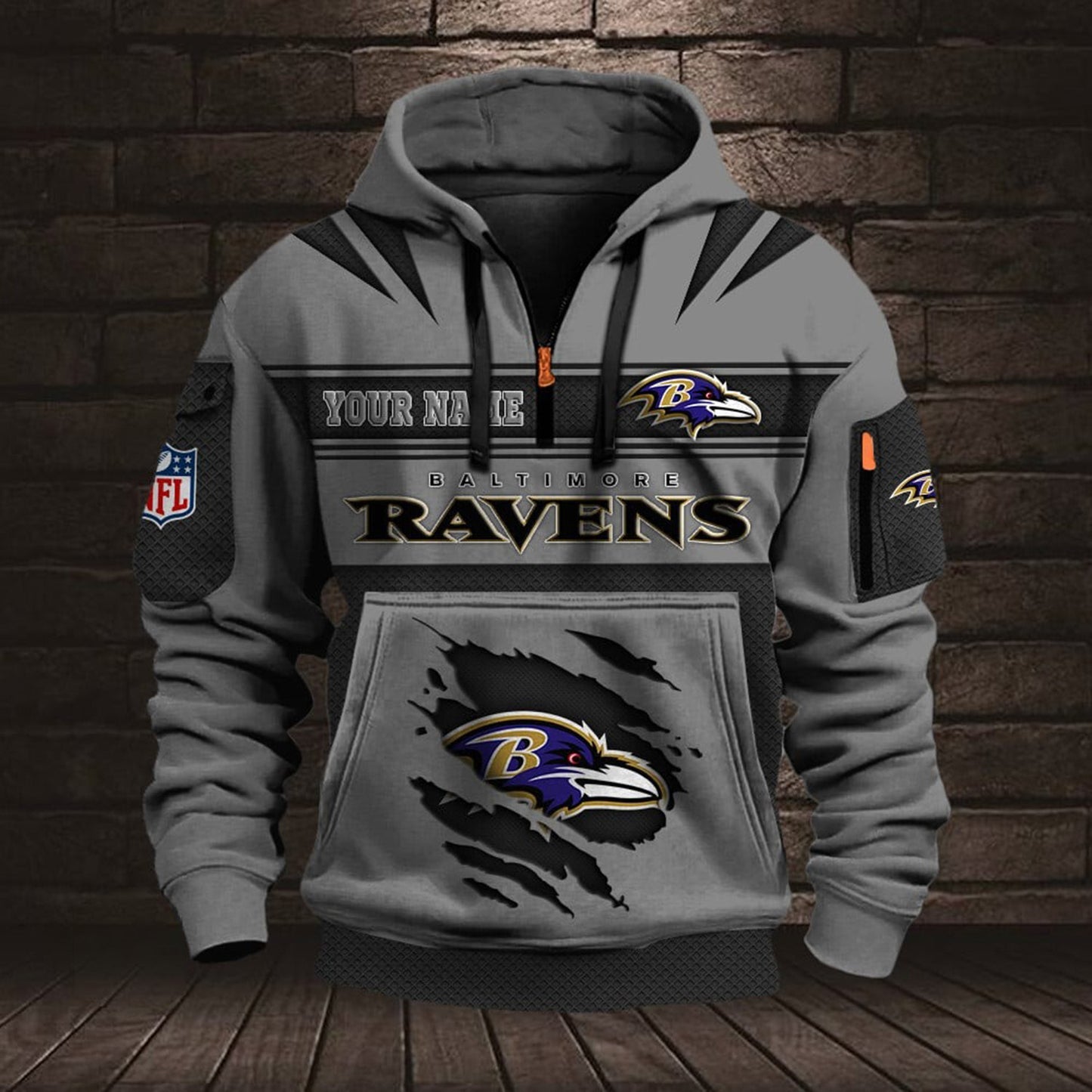 NFL BAL Half Zip Pocket Sweatshirt V1 NAK NHM