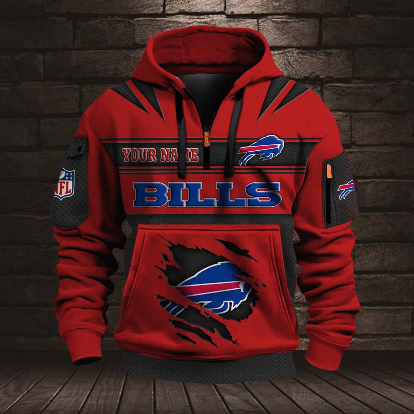 NFL BUF Half Zip Pocket Sweatshirt V1 NAK NHM