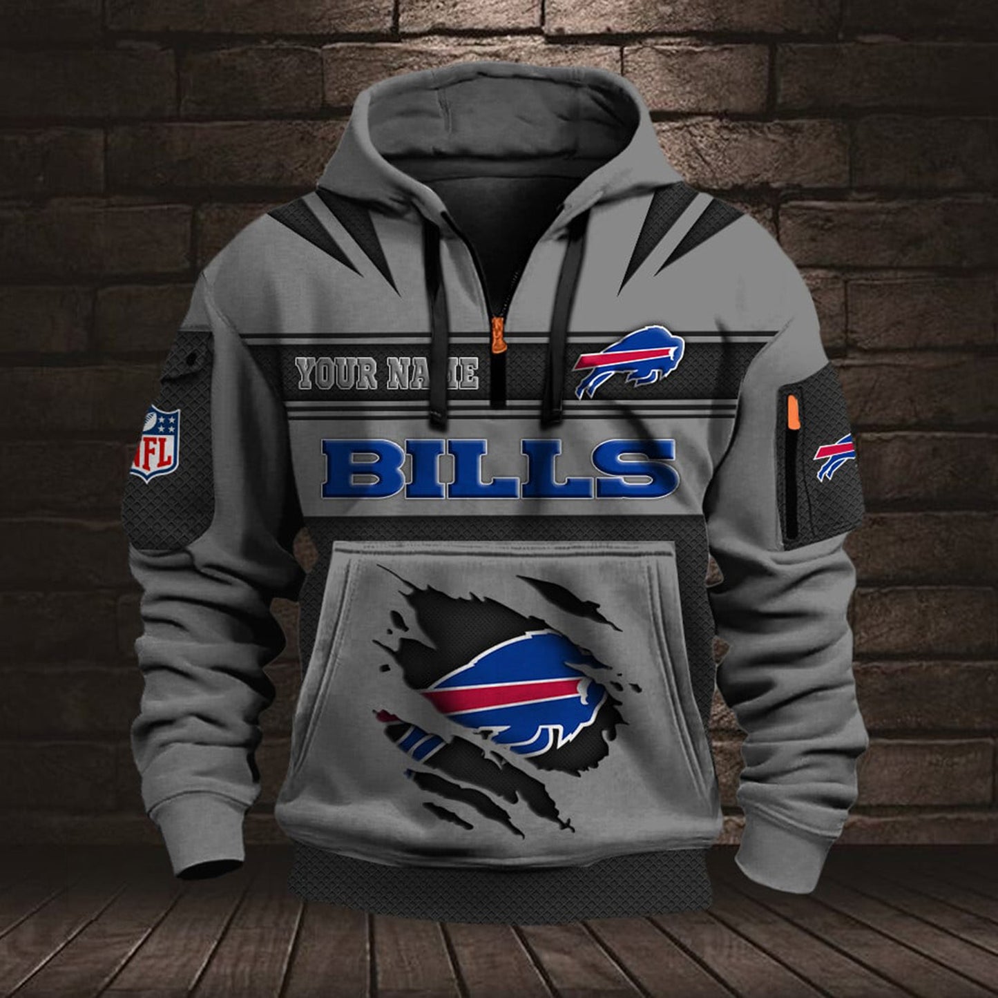 NFL BUF Half Zip Pocket Sweatshirt V1 NAK NHM