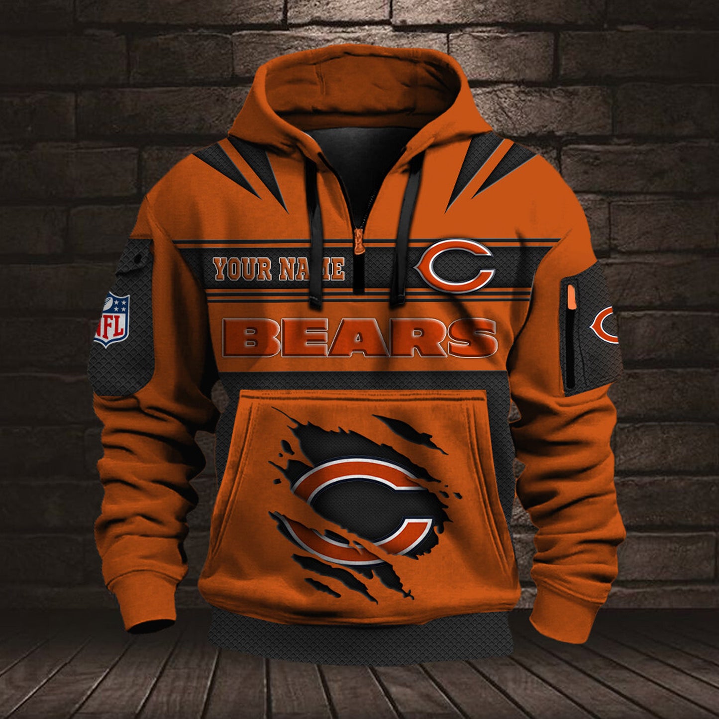 NFL CHI Half Zip Pocket Sweatshirt V1 NAK NHM