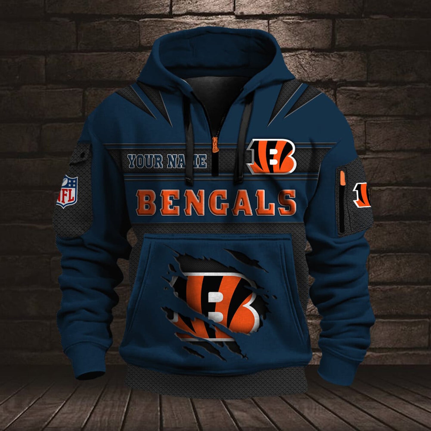 NFL CIN Half Zip Pocket Sweatshirt V1 NAK NHM