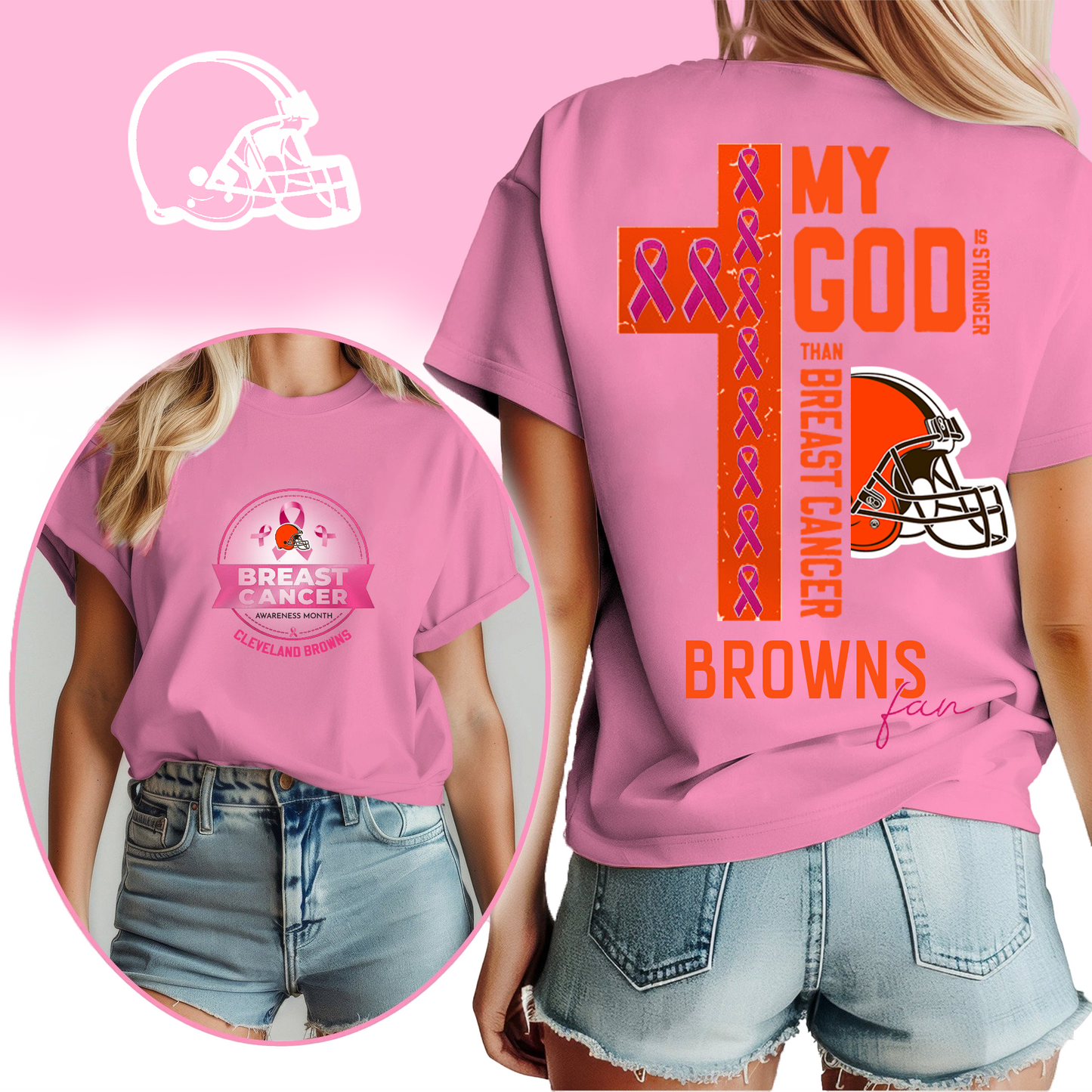NFL CLE - Breast Cancer My God In Stronger Shirt DDT HLP