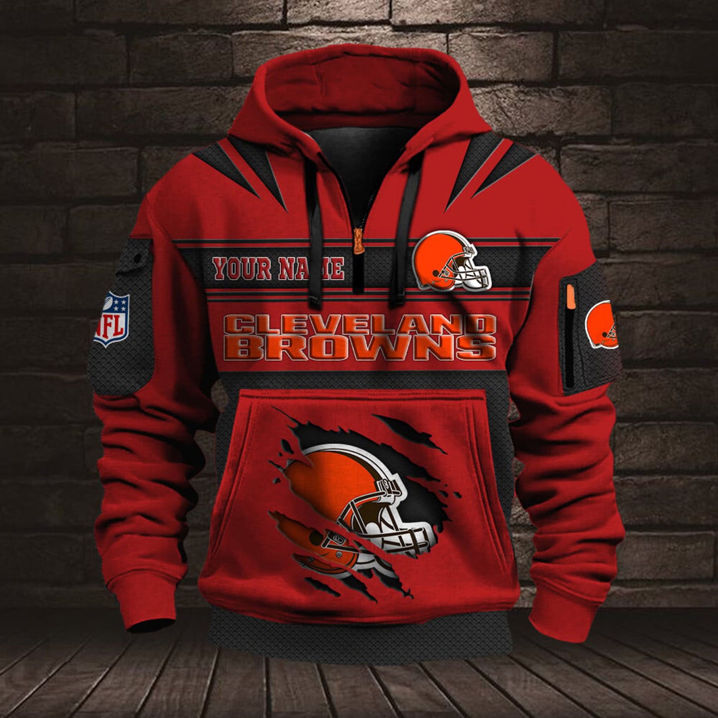 NFL CLE Half Zip Pocket Sweatshirt V1 NAK NHM