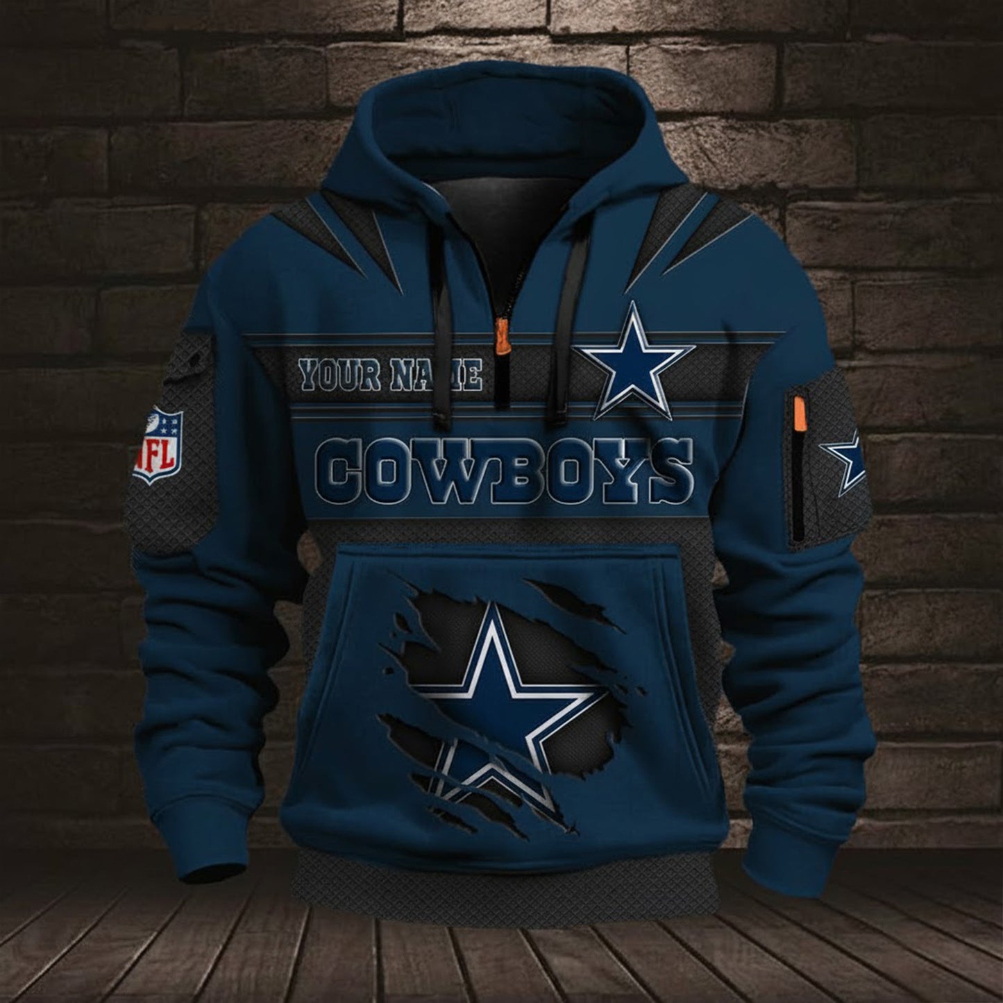 NFL DAL Half Zip Pocket Sweatshirt V1 NAK NHM