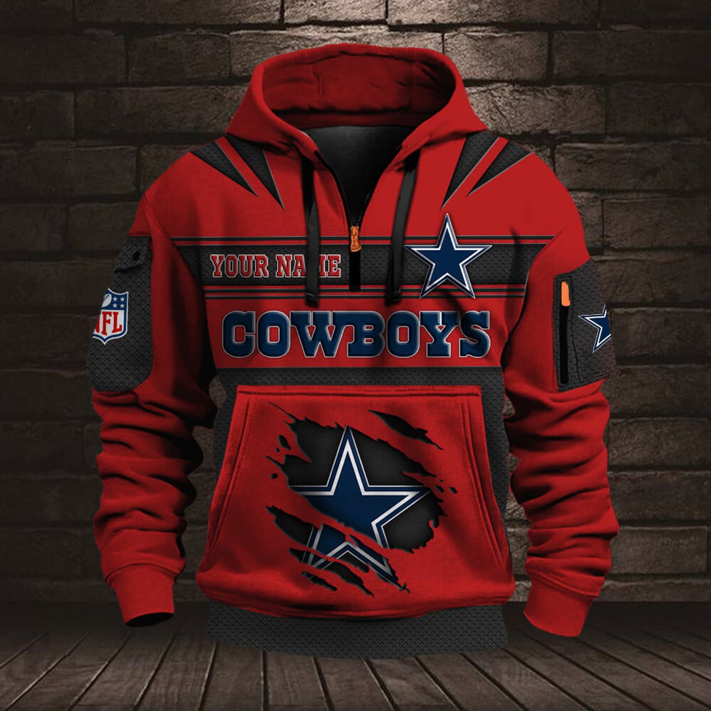 NFL DAL Half Zip Pocket Sweatshirt V1 NAK NHM
