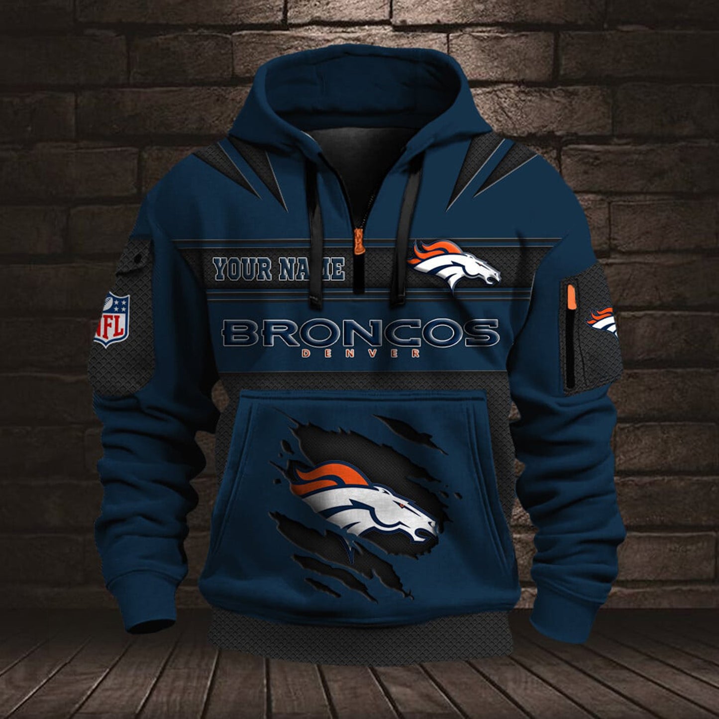 NFL DEN Half Zip Pocket Sweatshirt V1 NAK NHM