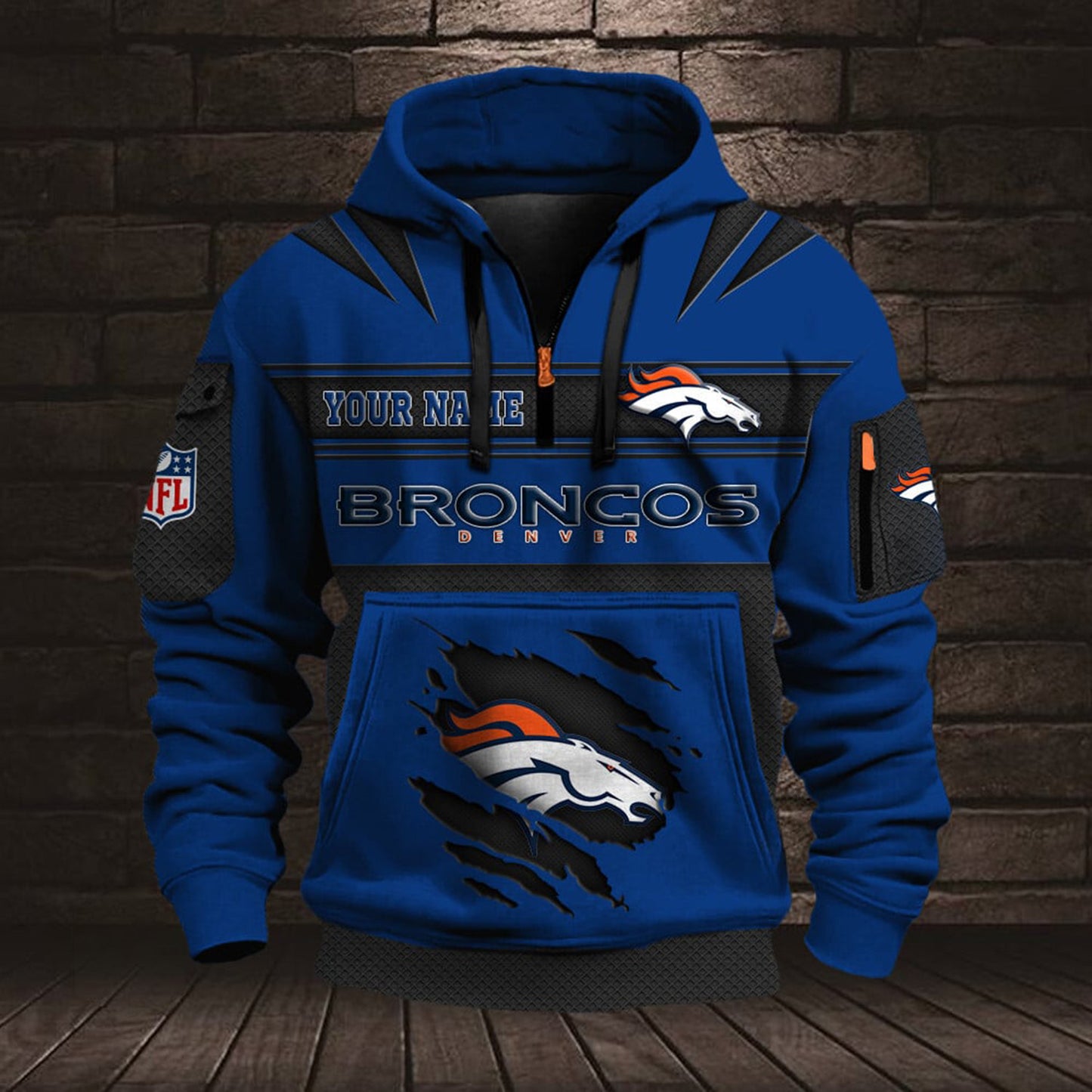 NFL DEN Half Zip Pocket Sweatshirt V1 NAK NHM
