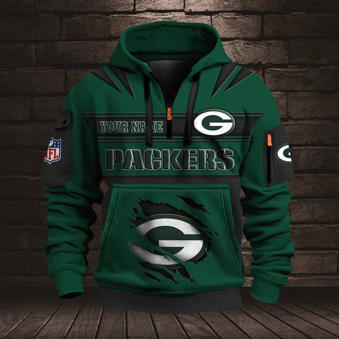 NFL GB Half Zip Pocket Sweatshirt V1 NAK NHM