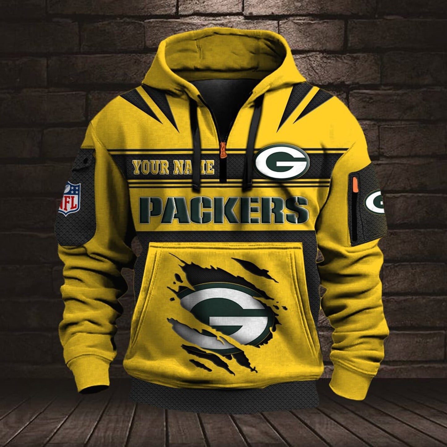 NFL GB Half Zip Pocket Sweatshirt V1 NAK NHM