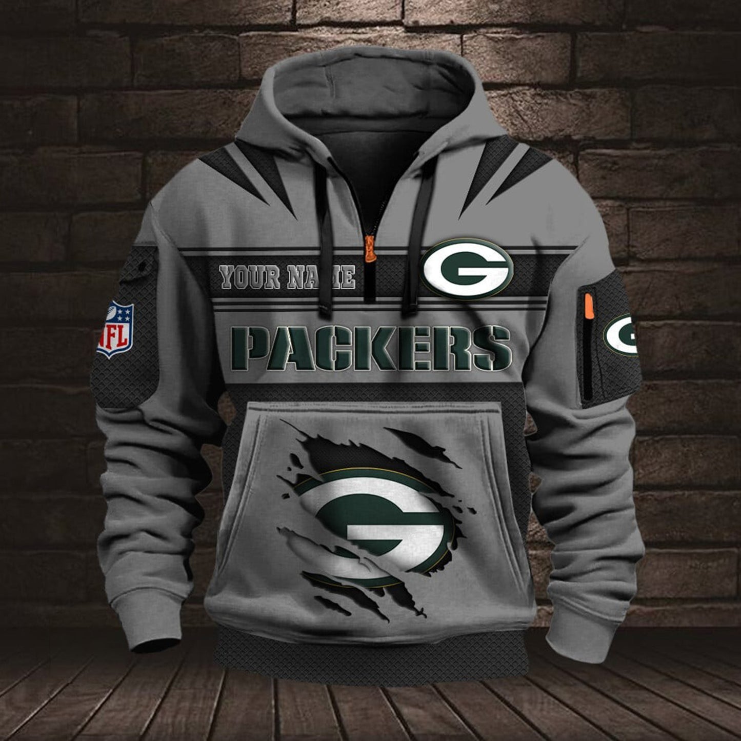NFL GB Half Zip Pocket Sweatshirt V1 NAK NHM