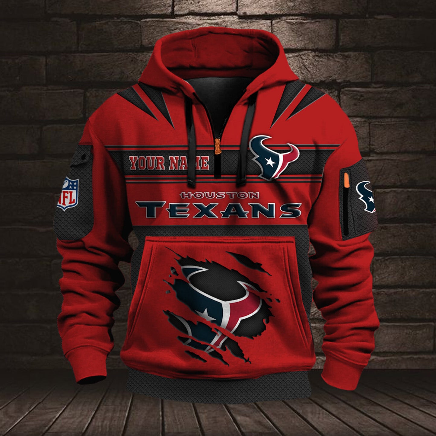 NFL HOU Half Zip Pocket Sweatshirt V1 NAK NHM