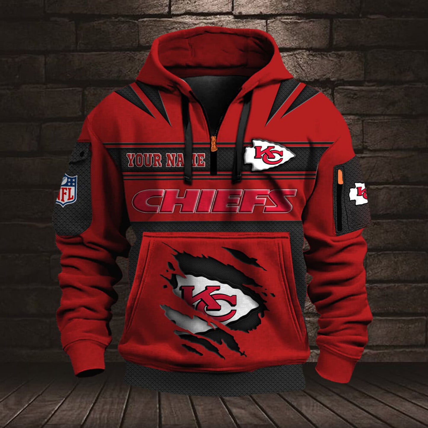 NFL KC Half Zip Pocket Sweatshirt V1 NAK NHM