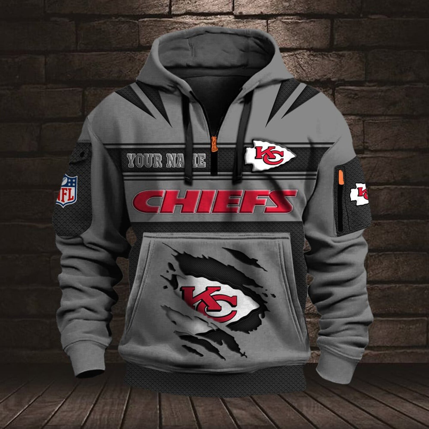 NFL KC Half Zip Pocket Sweatshirt V1 NAK NHM