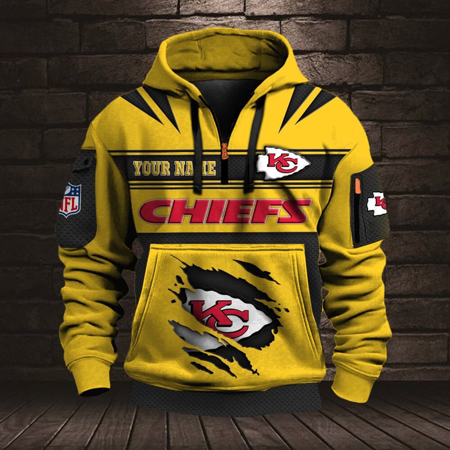 NFL KC Half Zip Pocket Sweatshirt V1 NAK NHM