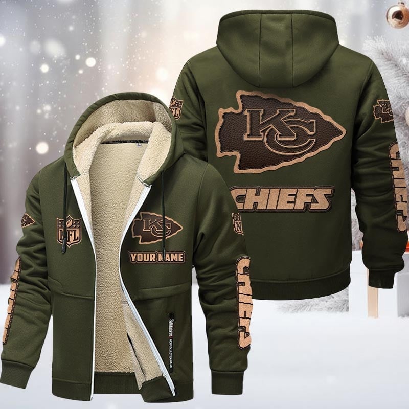 NFL KC Team Hoodie Zip Velvet Coat V1 NAK NHM