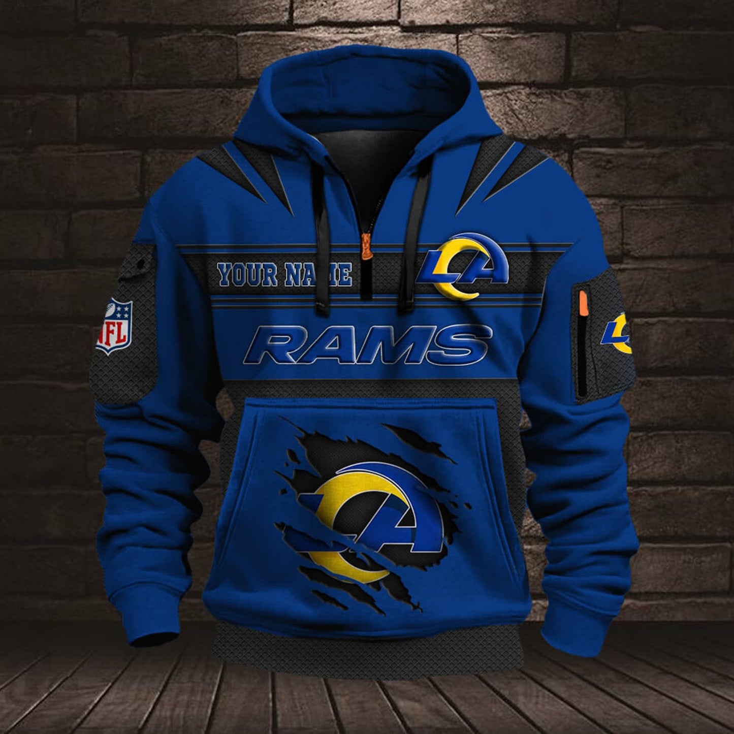 NFL LAR Half Zip Pocket Sweatshirt V1 NAK NHM
