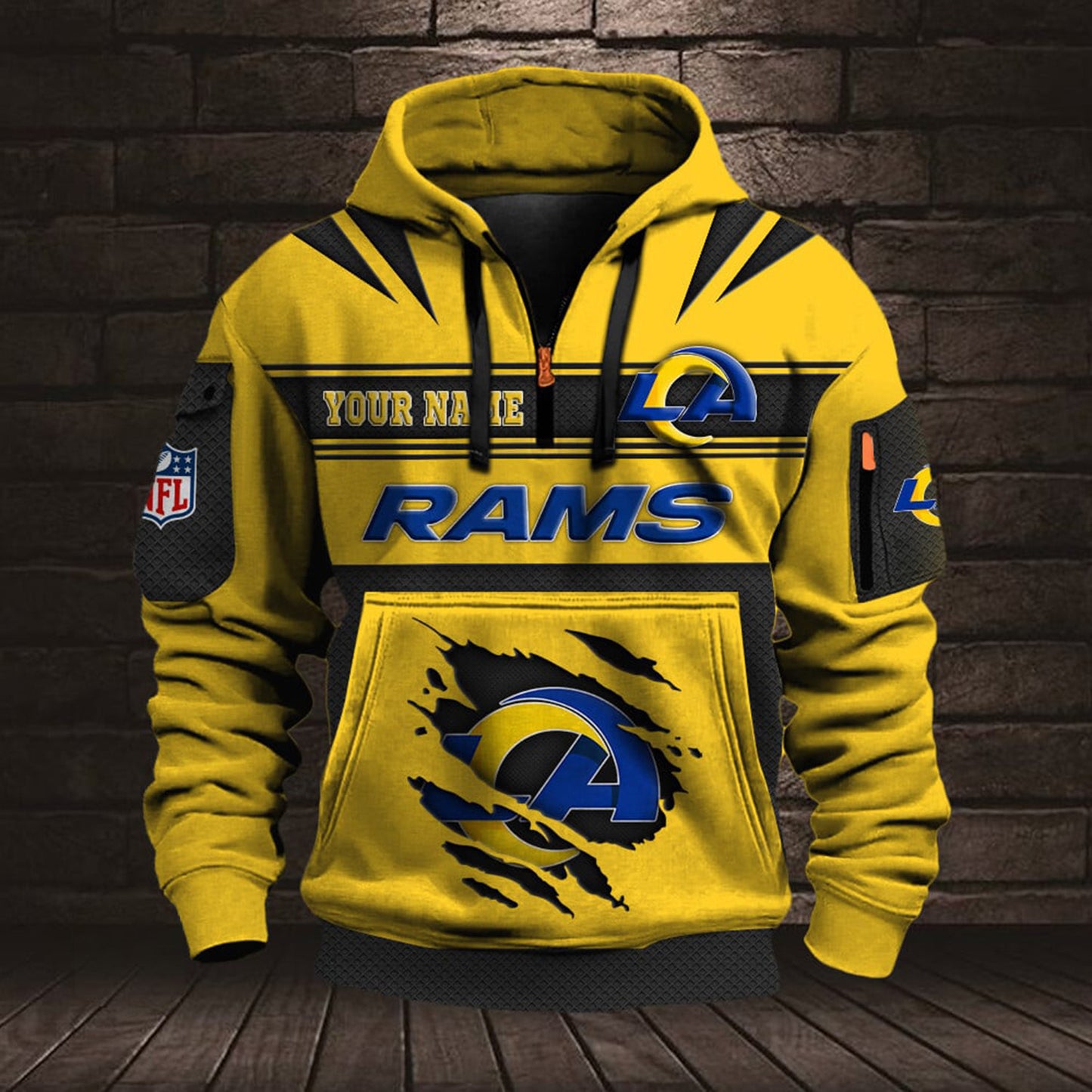 NFL LAR Half Zip Pocket Sweatshirt V1 NAK NHM