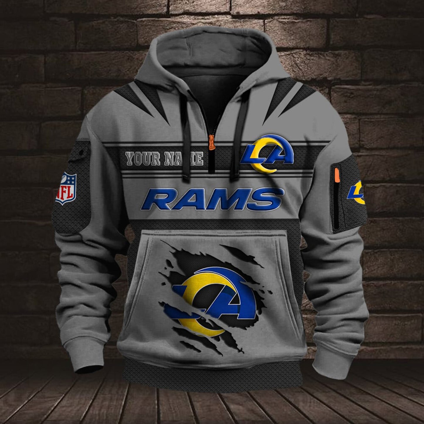 NFL LAR Half Zip Pocket Sweatshirt V1 NAK NHM