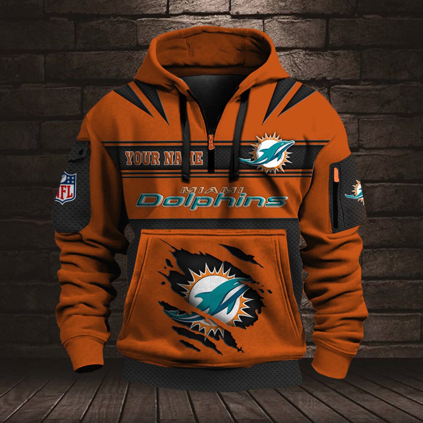 NFL MIA Half Zip Pocket Sweatshirt V1 NAK NHM