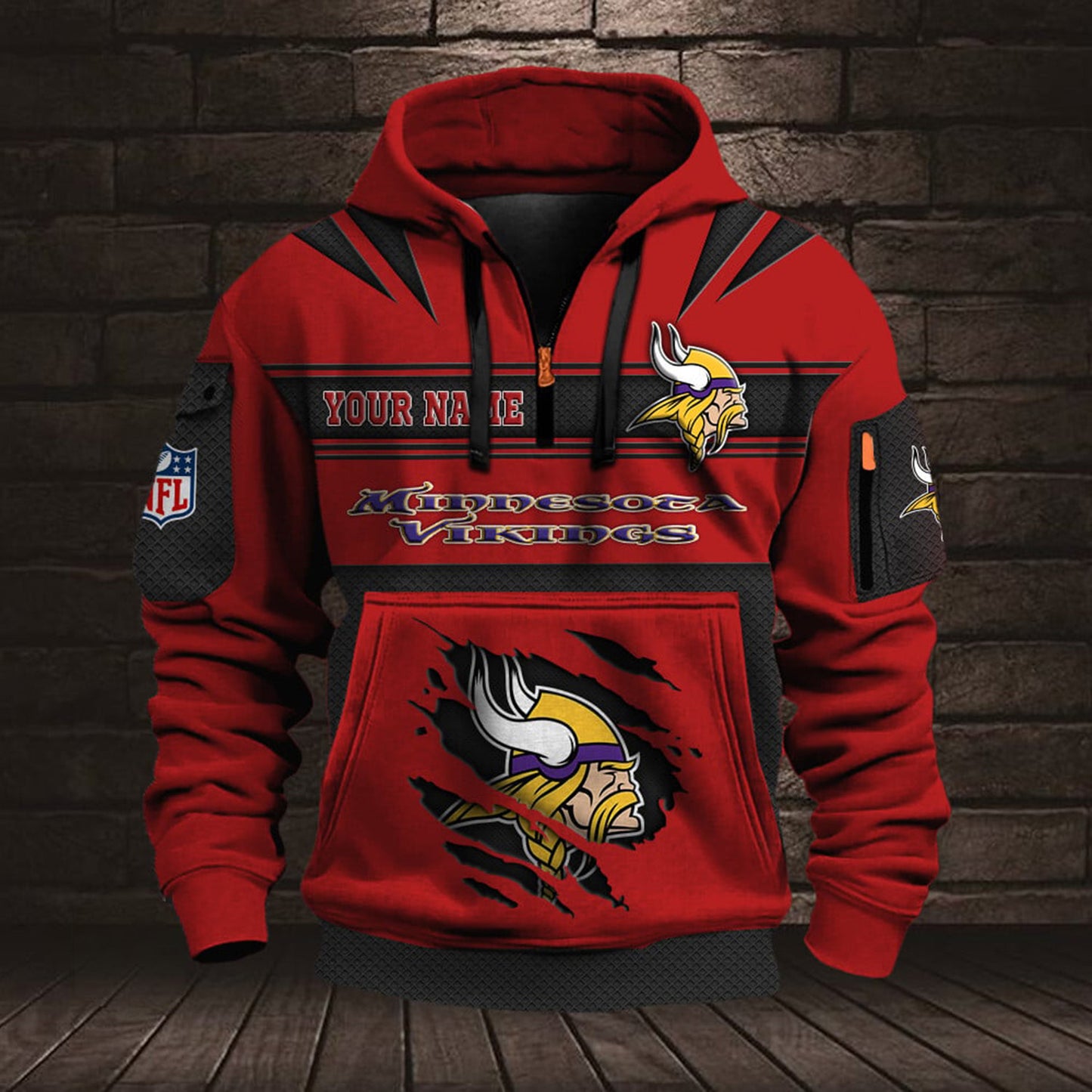 NFL MIN Half Zip Pocket Sweatshirt V1 NAK NHM
