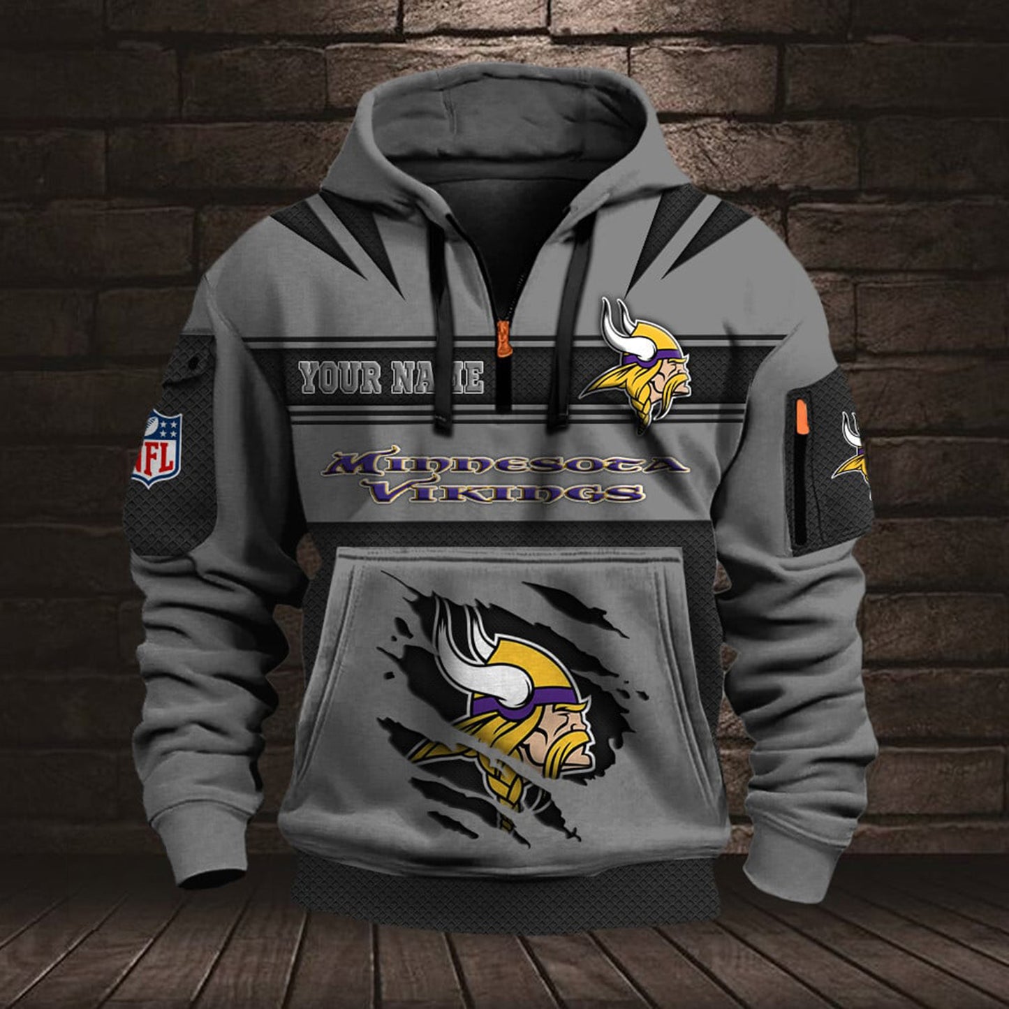 NFL MIN Half Zip Pocket Sweatshirt V1 NAK NHM