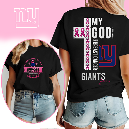 NFL NYG - Breast Cancer My God In Stronger Shirt DDT HLP